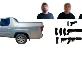 En coordinación con C4i, elementos de la Policía Estatal Preventiva logran la detención de tres personas y múltiples armas en privada de Culiacán