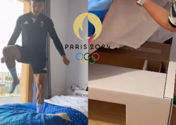 Atleta pone a prueba las camas ‘anti-sexo’ de París 2024