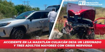 Accidente en la Mazatlán-Culiacán deja un lesionado y tres adultos mayores con crisis nerviosa