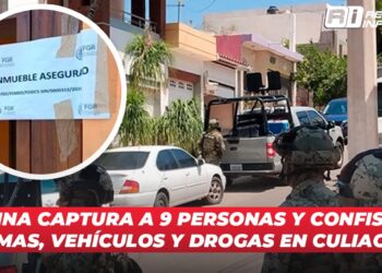Marina captura a 9 personas y confiscan armas, vehículos y drogas en Culiacán