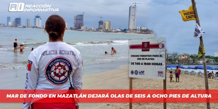 Mar de fondo en Mazatlán dejará olas de seis a ocho pies de altura