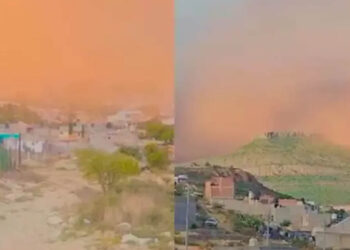 Captan momento en el que tormenta de polvo del Sahara llega a Zacatecas