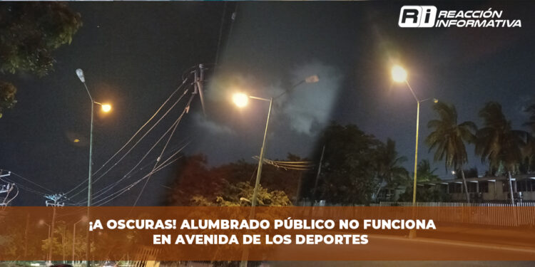 ¡A oscuras! Alumbrado público no funciona en Avenida de los Deportes