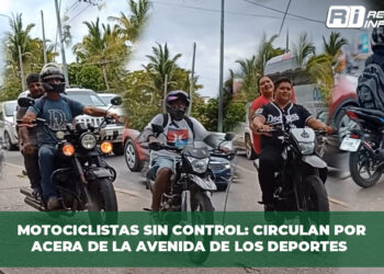 Motociclistas sin control: circulan por acera de la Avenida de los Deportes