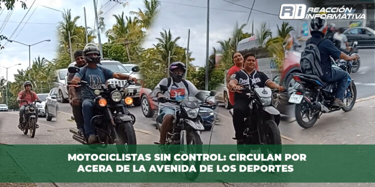 Motociclistas sin control: circulan por acera de la Avenida de los Deportes