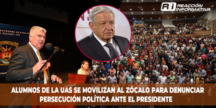 Alumnos de la UAS se movilizan al Zócalo para denunciar persecución política ante el presidente