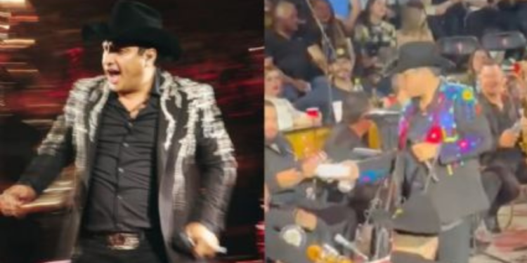 Julión Álvarez sorprende a vendedora de hot-dogs en pleno palenque y le pide uno a mitad del show: “eso sí es ser humilde”