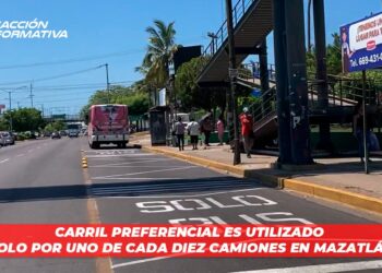 Carril preferencial es utilizado solo por uno de cada diez camiones en Mazatlán