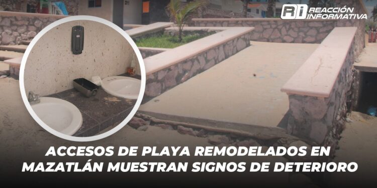 Accesos de playa remodelados en Mazatlán muestran signos de deterioro