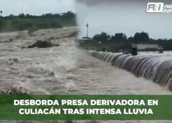 Desborda Presa Derivadora en Culiacán tras intensa lluvia