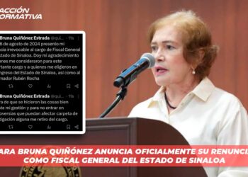Sara Bruna Quiñónez anuncia oficialmente su renuncia como Fiscal General del Estado de Sinaloa
