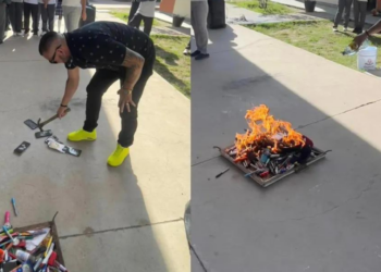 Queman y destruyen celulares en secundaria de Durango por estar prohibidos en el reglamento escolar