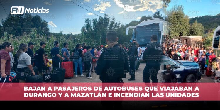 Bajan a pasajeros de autobuses que viajaban a Durango y a Mazatlán e incendian las unidades
