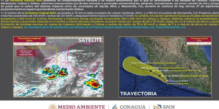 John toca tierra en Aquila, Michoacán, sigue su trayectoria