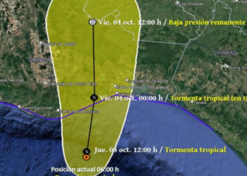 Depresión tropical Once-E dejará lluvias intensas a puntuales torrenciales en Guerrero, Oaxaca y Veracruz