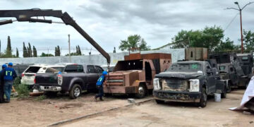 FGR destruye 33 autos monstruos con blindaje artesanal en Tamaulipas; pertenecían a grupos del crimen organizado