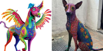 Perrita Xoloitzcuintle es pintada como el alebrije ‘Dante’ de la película Coco; resultado viral