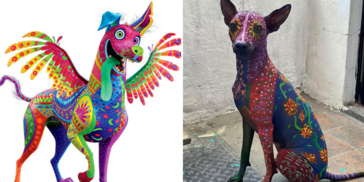 Perrita Xoloitzcuintle es pintada como el alebrije ‘Dante’ de la película Coco; resultado viral