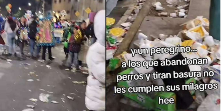 Bombera critica a peregrinos por dejar basura en la Basílica de Guadalupe