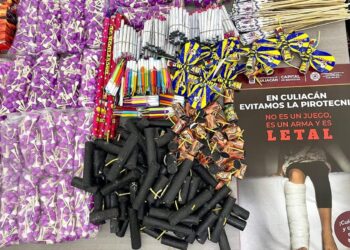 Asegura PC Culiacán 50 kilos de pirotecnia en el tianguis Nakayama
