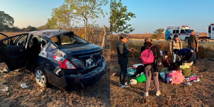 Familia de Irapuato vuelca en su automóvil cuando se dirigía a Mazatlán a vacacionar