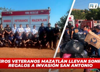 Bomberos Veteranos de Mazatlán llevan sonrisas y regalos a invasión San Antonio