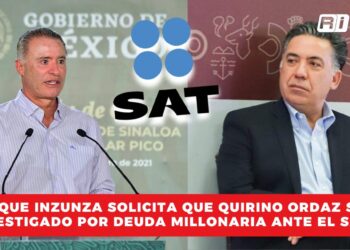 Enrique Inzunza solicita que Quirino Ordaz sea investigado por deuda millonaria ante el SAT