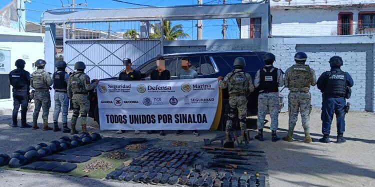 Detienen a tres civiles y aseguran armas en San Francisquito, Mazatlán