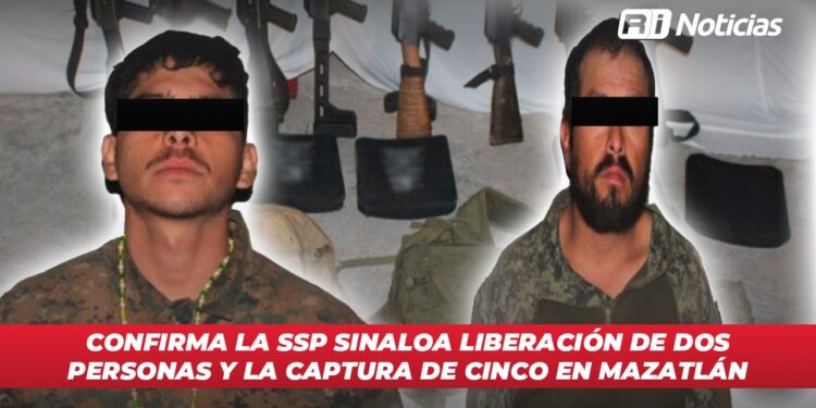 Confirma la SSP Sinaloa liberación de dos personas y la captura de cinco en Mazatlán