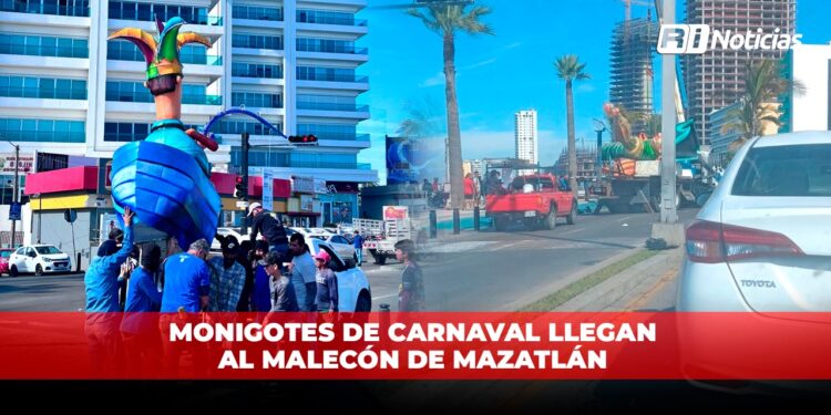 Monigotes de Carnaval llegan al malecón de Mazatlán