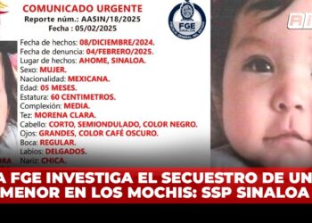 La FGE investiga el secuestro de una menor en Los Mochis: SSP Sinaloa