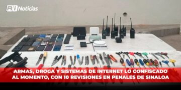 Armas, droga y sistemas de internet lo confiscado al momento, con 10 revisiones en penales de Sinaloa