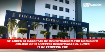 Se abren 10 carpetas de Investigación por homicidio doloso de 12 muertes registradas el lunes 17 de febrero: FGE