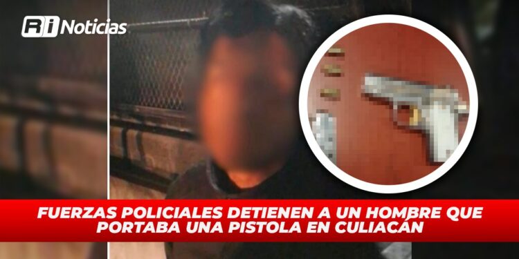 Fuerzas policiales detienen a un hombre que portaba una pistola en Culiacán