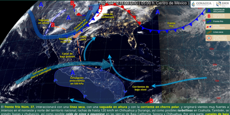 Frente frío 37 y onda de calor impactarán al país este 2 de abril