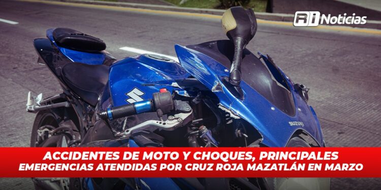 Accidentes de moto y choques, principales emergencias atendidas por Cruz Roja Mazatlán en marzo