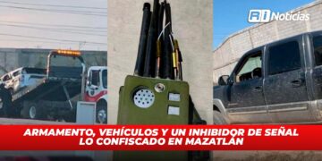 Armamento, vehículos y un inhibidor de señal lo confiscado en Mazatlán