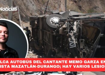 Vuelca autobús del cantante Memo Garza en la autopista Mazatlán-Durango; hay varios lesionados