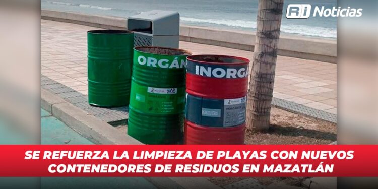 Se refuerza la limpieza de playas con nuevos contenedores de residuos en Mazatlán