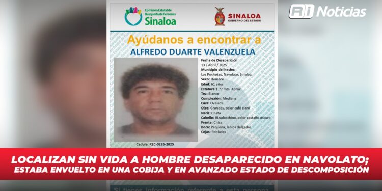 Localizan sin vida a hombre desaparecido en Navolato; estaba envuelto en una cobija y en avanzado estado de descomposición