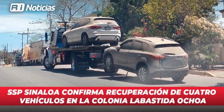 SSP Sinaloa confirma recuperación de cuatro vehículos en la colonia Labastida Ochoa