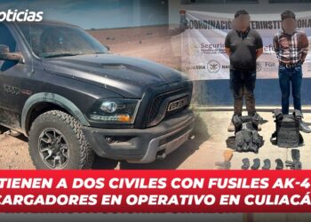 Detienen a dos civiles con Fusiles AK-47 y cargadores en operativo en Culiacán