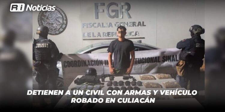 Detienen a un civil con armas y vehículo robado en Culiacán