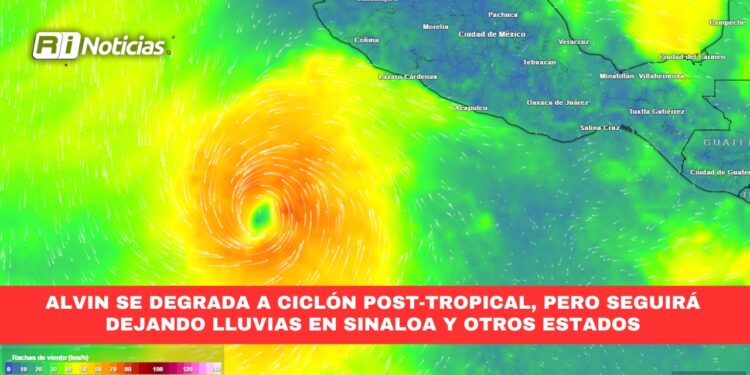Alvin se degrada a ciclón post-tropical, pero seguirá dejando lluvias en Sinaloa y otros estados