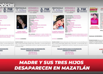 Madre y sus tres hijos desaparecen en Mazatlán