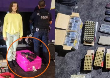 Mujer con maleta llena de municiones y cargadores exclusivos del Ejército es detenida en Sinaloa