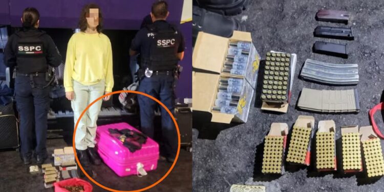 Mujer con maleta llena de municiones y cargadores exclusivos del Ejército es detenida en Sinaloa