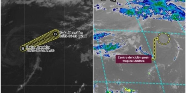 Andrea pierde fuerza y se convierte en ciclón post-tropical en el Atlántico