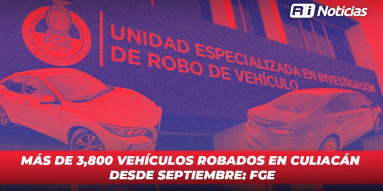 Más de 3,800 vehículos robados en Culiacán desde septiembre: FGE