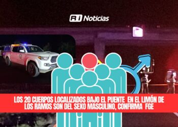 Los 20 cuerpos localizados bajo el puente en el Limón de los Ramos son del sexo masculino, confirma FGE